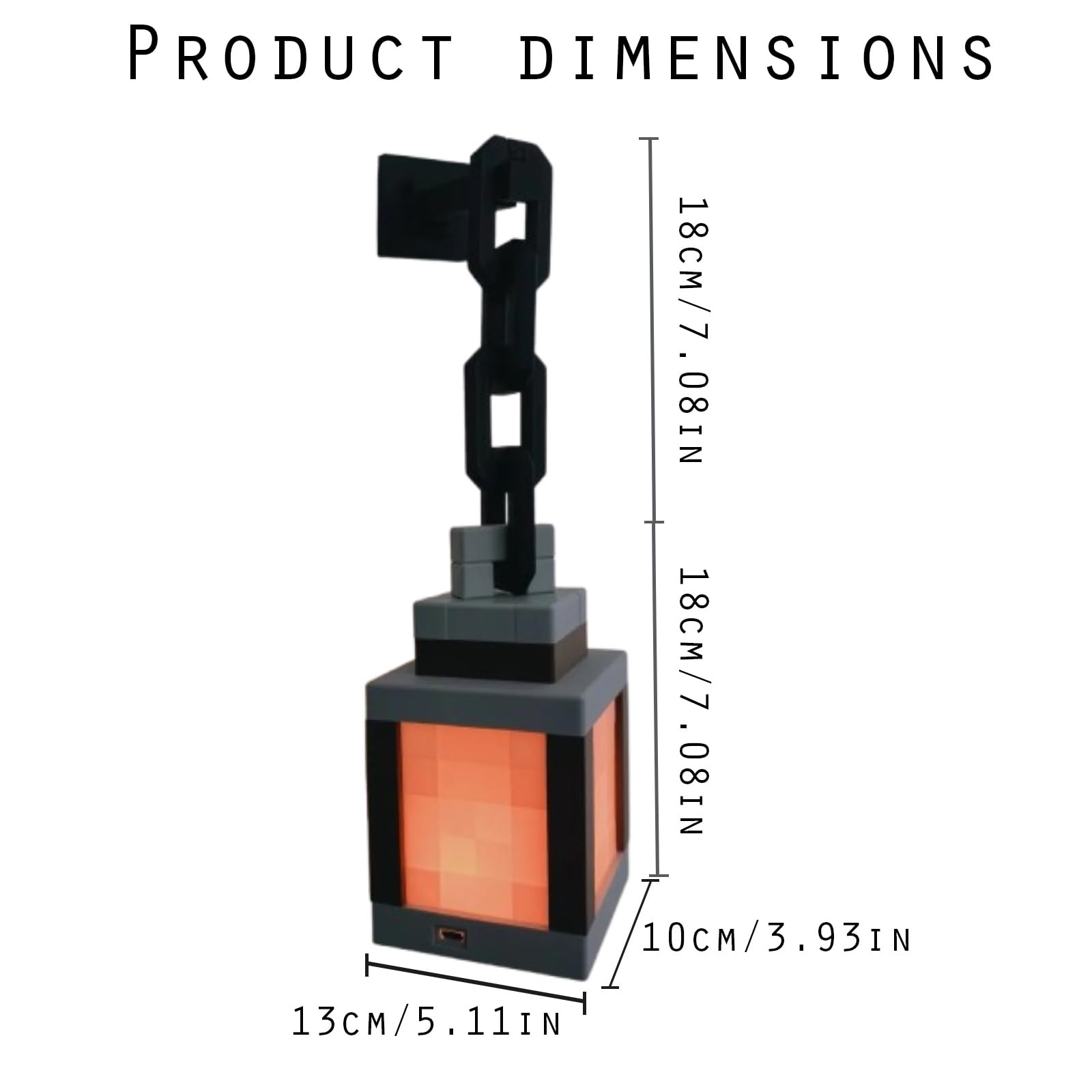 Pixelated Lantern Night Light -16-Color Led Wall Mood Night Light W Touch Switch&Remote Control-Rechargeable Night Lamp Mountable Table Light, Costume Cosplay Nightstand Lamp for Room Decor for Boys