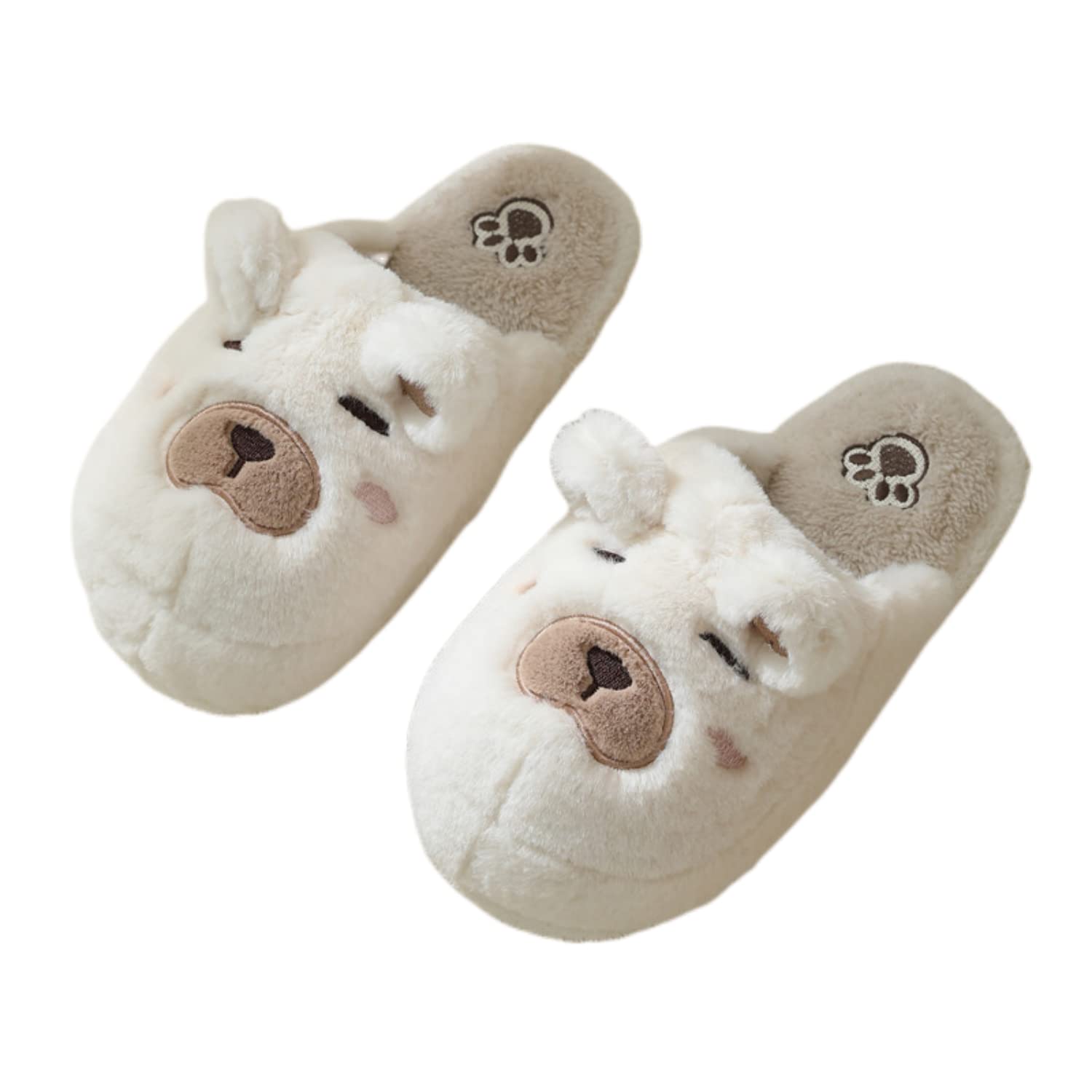 Animal Cotton Bear Slippers - Cartoon Plush Indoor/Outdoor Couples Shoes for Autumn and Winter