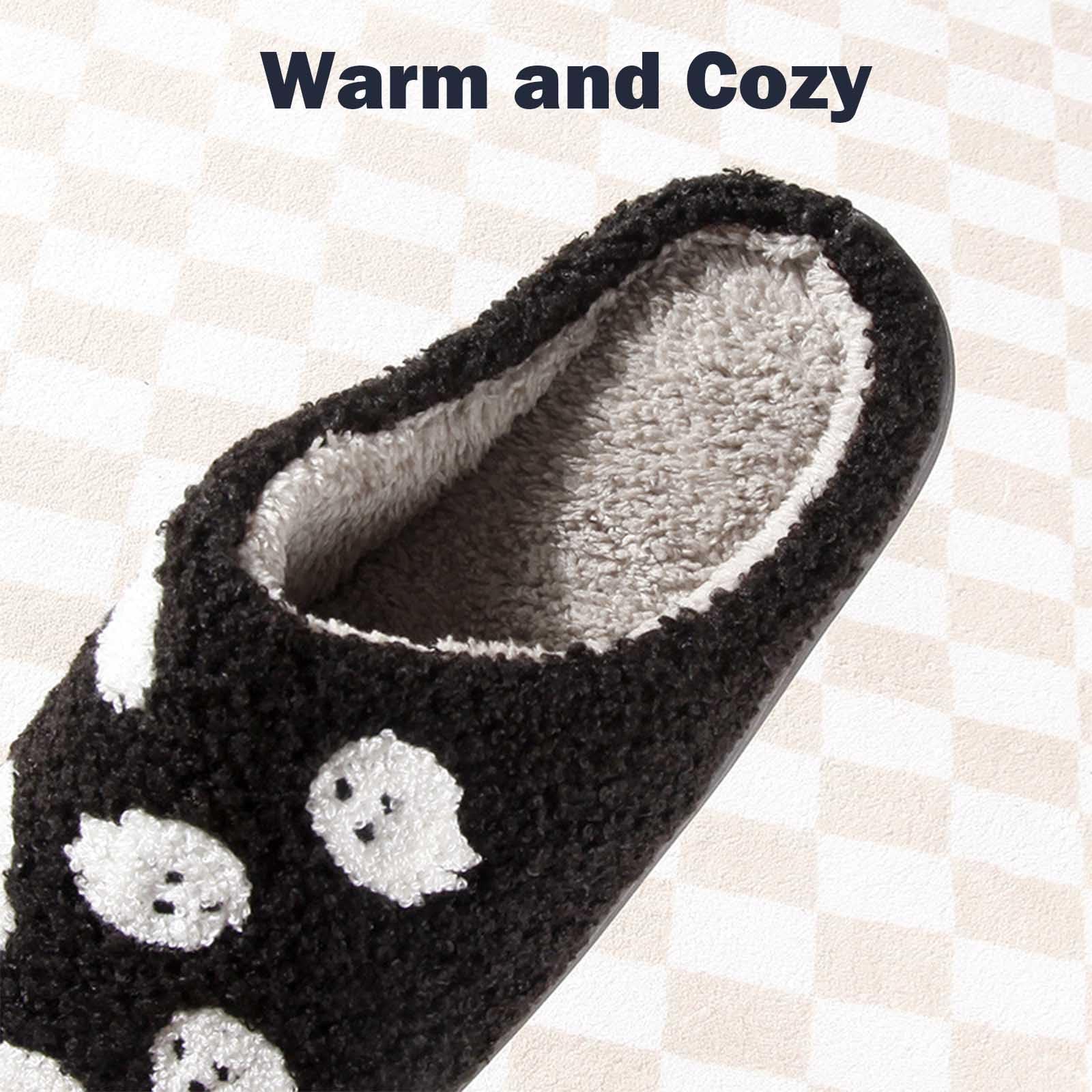 Womens Mens Slippers Retro Memory Foam Cute Cartoon Plush Fluffy Warm Fur Lined slippers Indoor House Home Winter Shoes