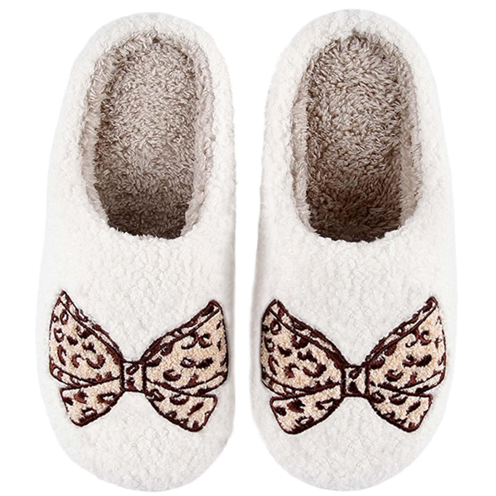 Womens Mens Slippers Retro Memory Foam Cute Cartoon Plush Fluffy Warm Fur Lined slippers Indoor House Home Winter Shoes