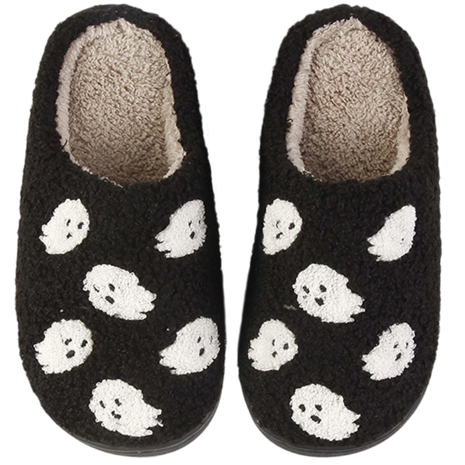 Womens Mens Slippers Retro Memory Foam Cute Cartoon Plush Fluffy Warm Fur Lined slippers Indoor House Home Winter Shoes