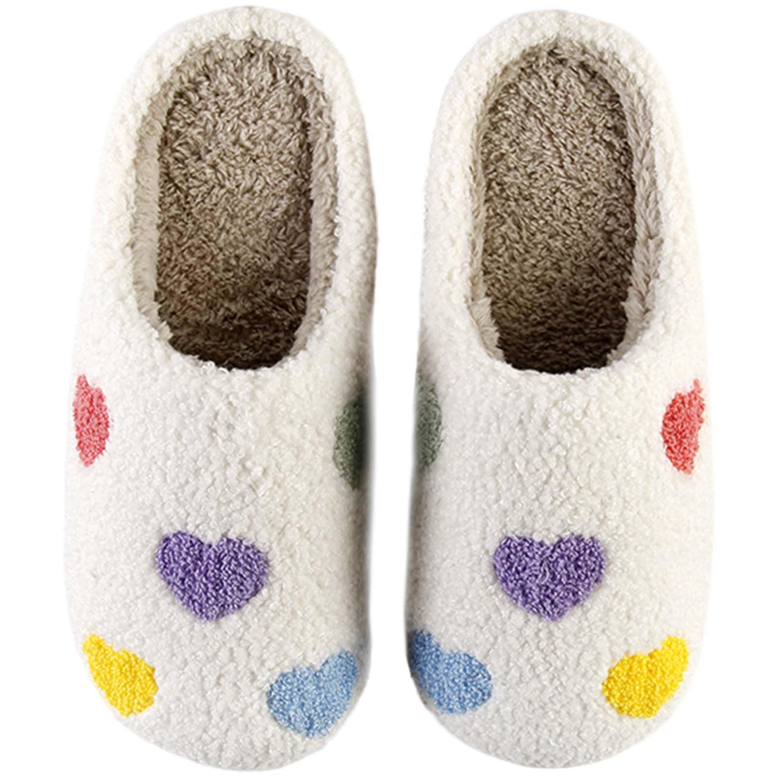 Womens Mens Slippers Retro Memory Foam Cute Cartoon Plush Fluffy Warm Fur Lined slippers Indoor House Home Winter Shoes