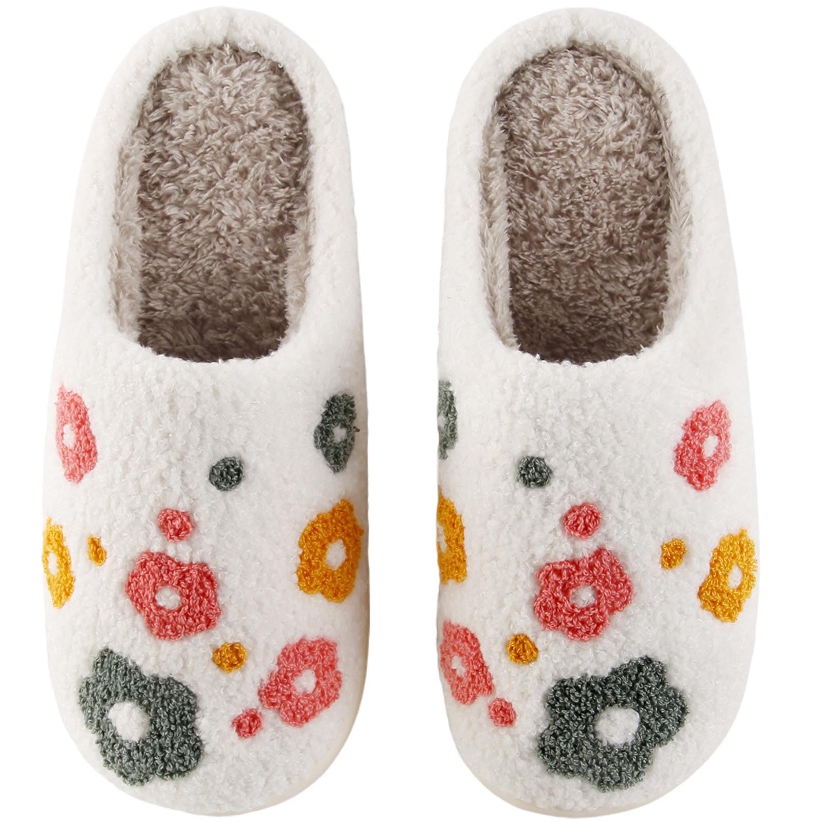 Womens Mens Slippers Retro Memory Foam Cute Cartoon Plush Fluffy Warm Fur Lined slippers Indoor House Home Winter Shoes