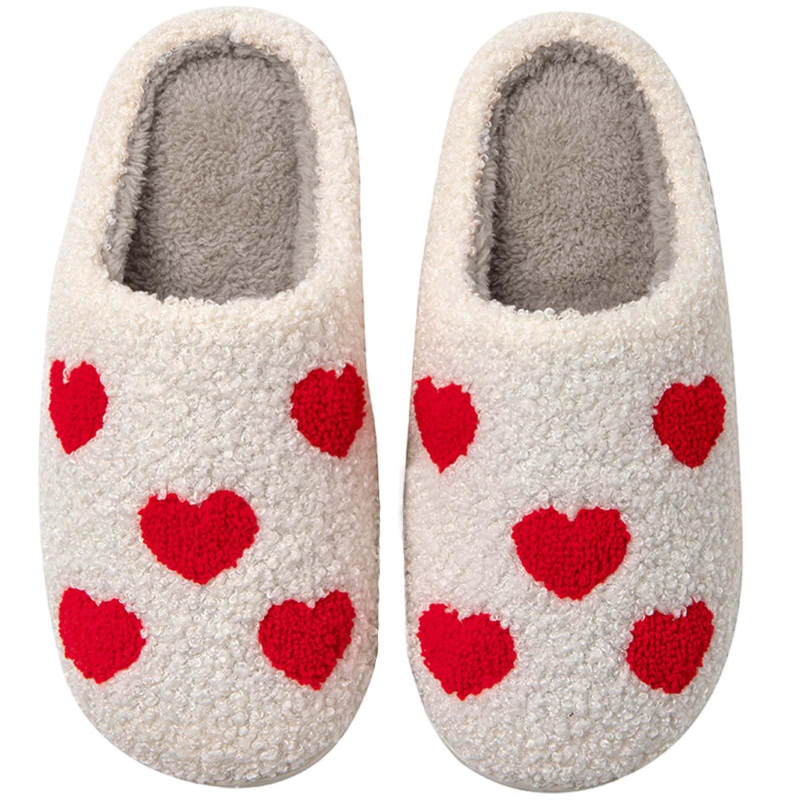 Womens Mens Slippers Retro Memory Foam Cute Cartoon Plush Fluffy Warm Fur Lined slippers Indoor House Home Winter Shoes
