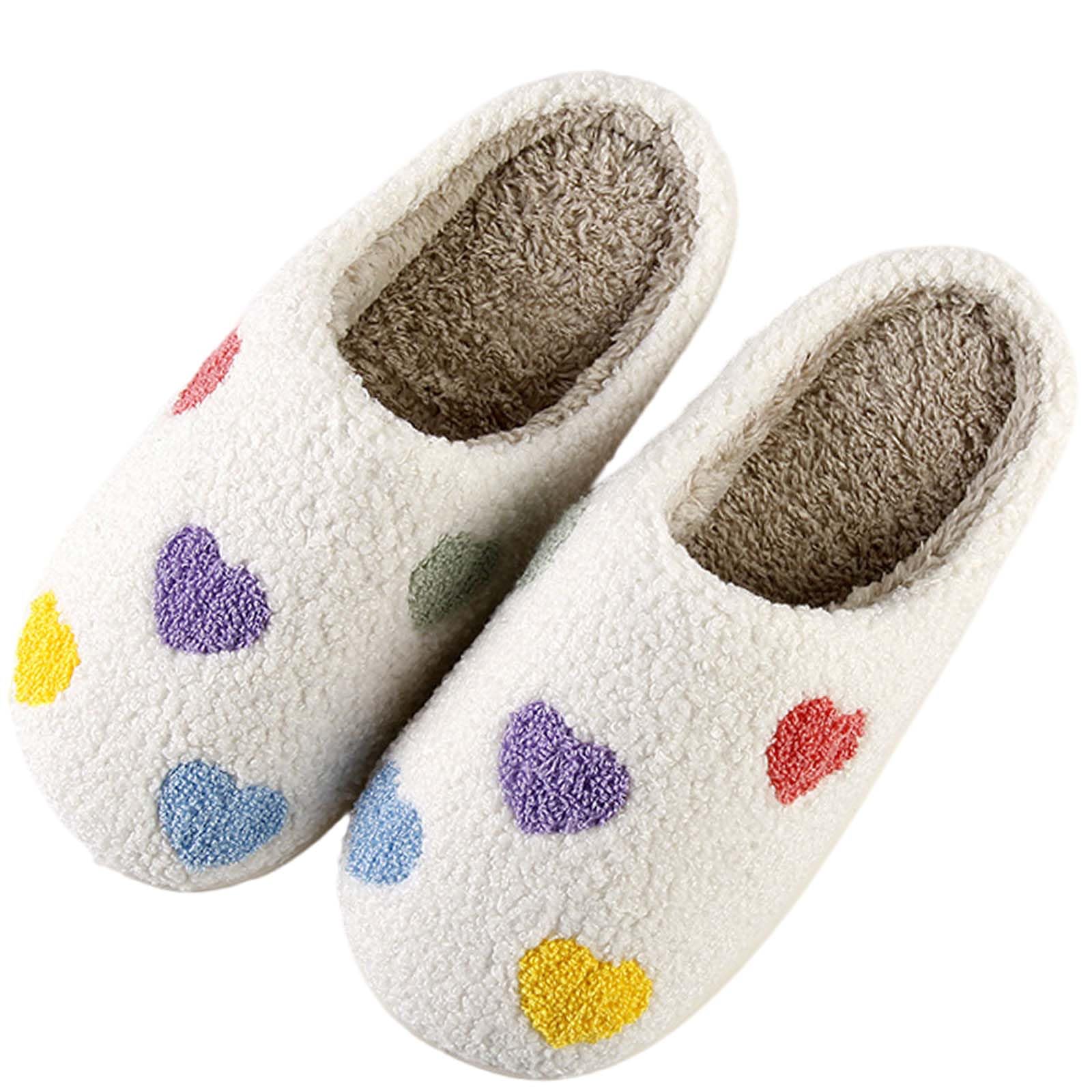 Womens Mens Slippers Retro Memory Foam Cute Cartoon Plush Fluffy Warm Fur Lined slippers Indoor House Home Winter Shoes