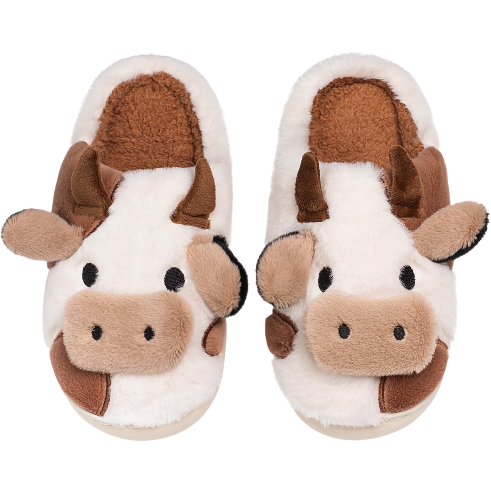 XIXITIAO Slippers For Women,Cow Slippers,Womens Fuzzy Slippers,Cute Animal Cartoon Fluffy Plush House Slippers For Women Men Indoor