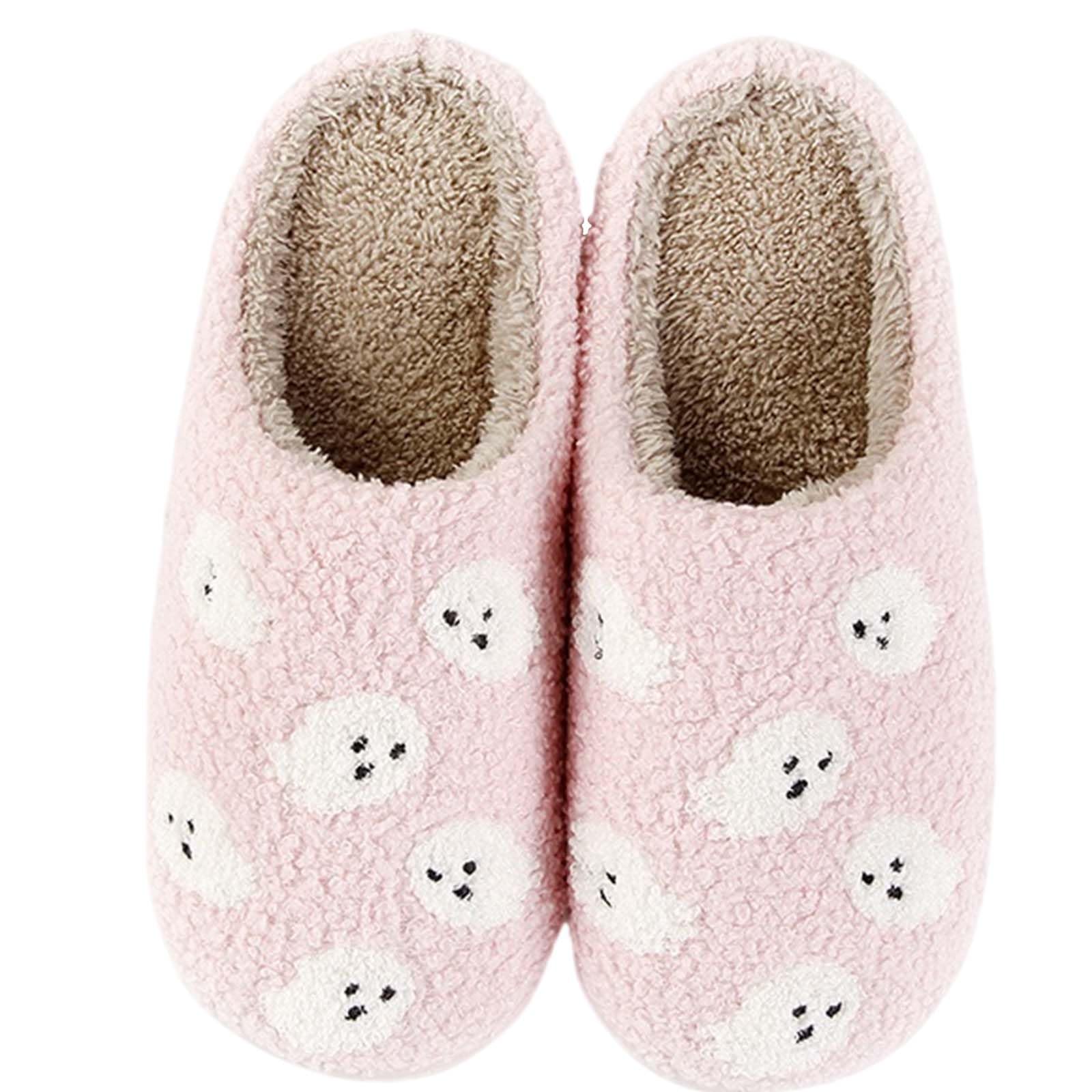Womens Mens Slippers Retro Memory Foam Cute Cartoon Plush Fluffy Warm Fur Lined slippers Indoor House Home Winter Shoes