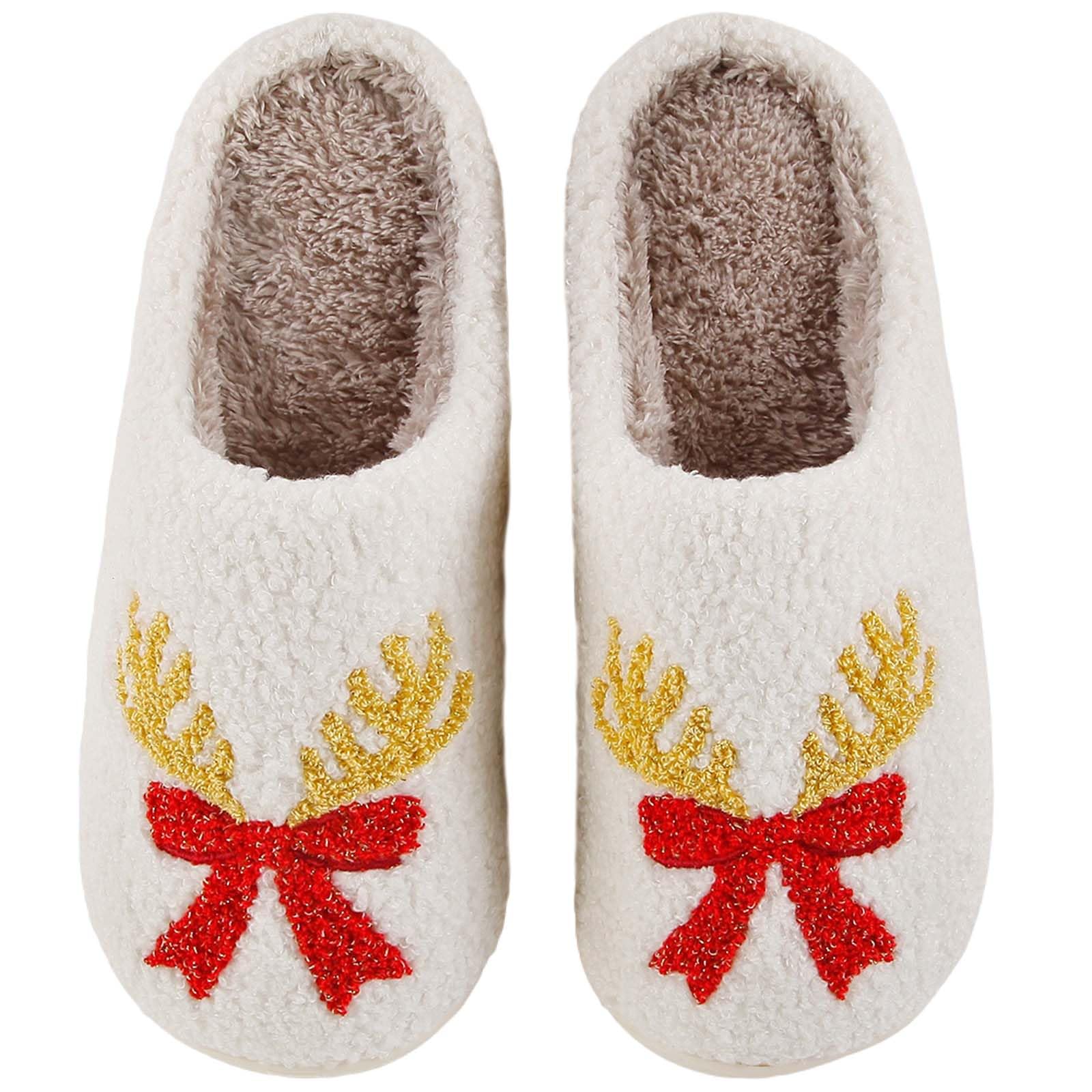 Womens Mens Slippers Retro Memory Foam Cute Cartoon Plush Fluffy Warm Fur Lined slippers Indoor House Home Winter Shoes