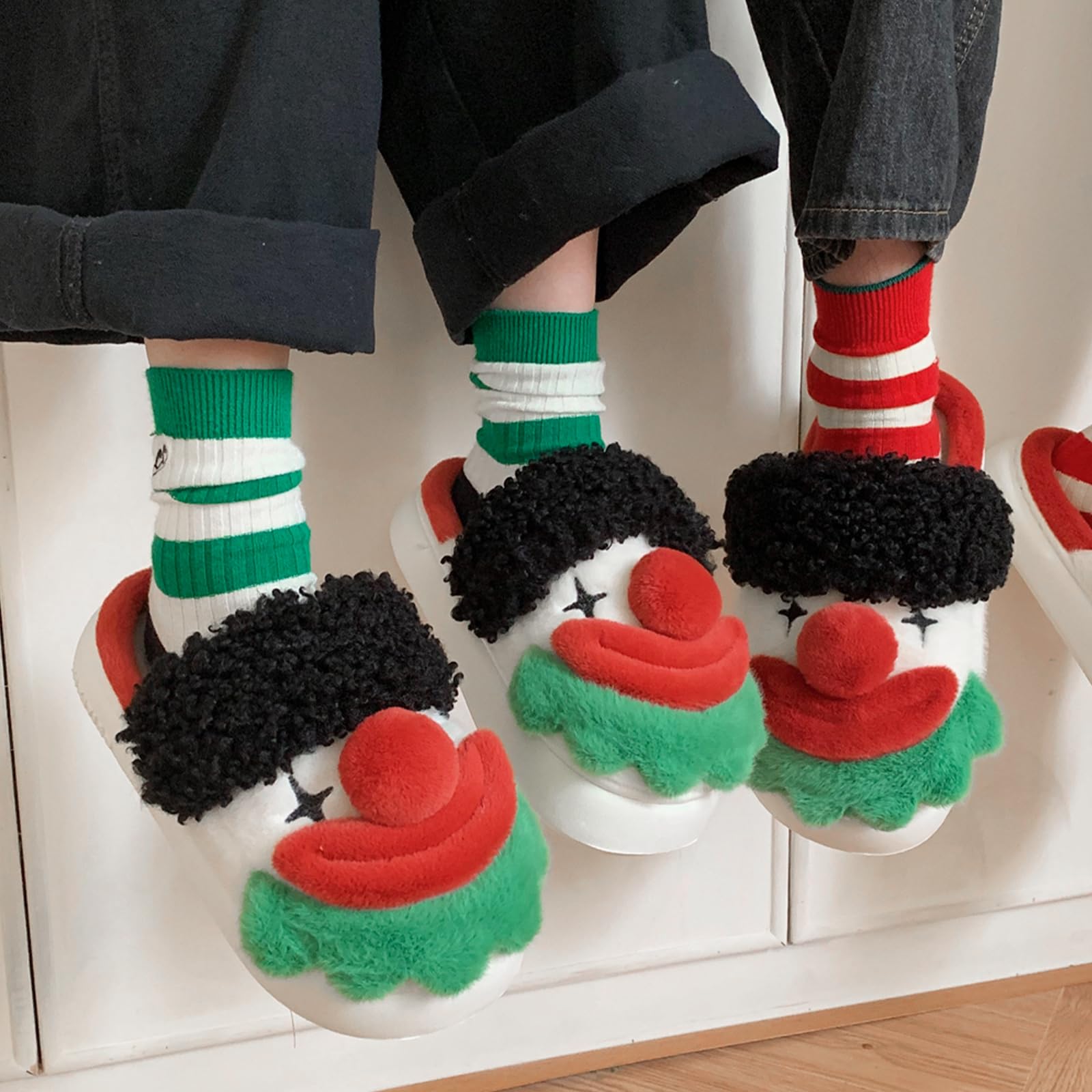 XIXITIAO Slippers For Women,Cow Slippers,Womens Fuzzy Slippers,Cute Animal Cartoon Fluffy Plush House Slippers For Women Men Indoor