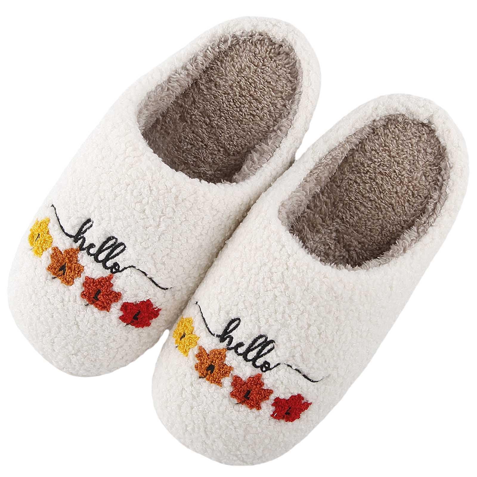 Womens Mens Slippers Retro Memory Foam Cute Cartoon Plush Fluffy Warm Fur Lined slippers Indoor House Home Winter Shoes