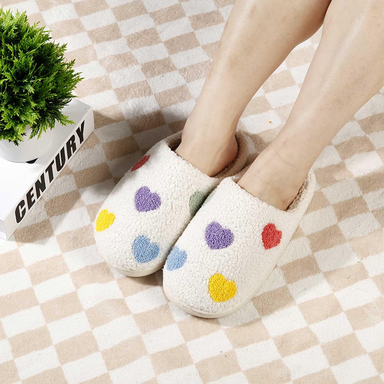 Womens Mens Slippers Retro Memory Foam Cute Cartoon Plush Fluffy Warm Fur Lined slippers Indoor House Home Winter Shoes