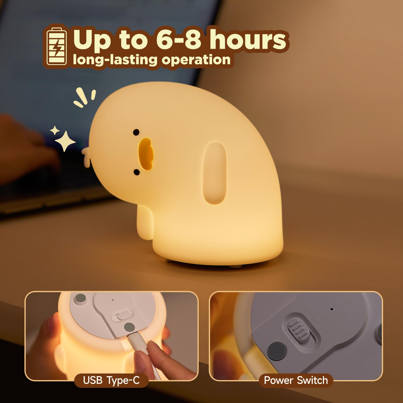 Cute Duck Night Lamp – Soft LED Light for Bedroom & Desk