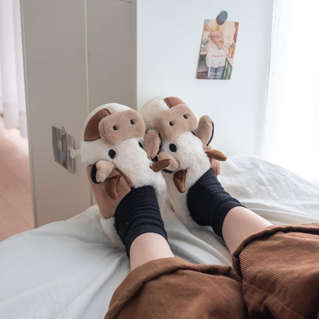 XIXITIAO Slippers For Women,Cow Slippers,Womens Fuzzy Slippers,Cute Animal Cartoon Fluffy Plush House Slippers For Women Men Indoor